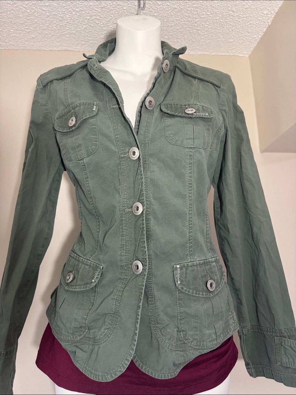 Revolution Y2K Grunge Olive Cargo Utility Blazer